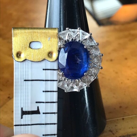 Natural Blue Kyanite Sterling Silver Cocktail Ring Discounted - Picture 7 of 14